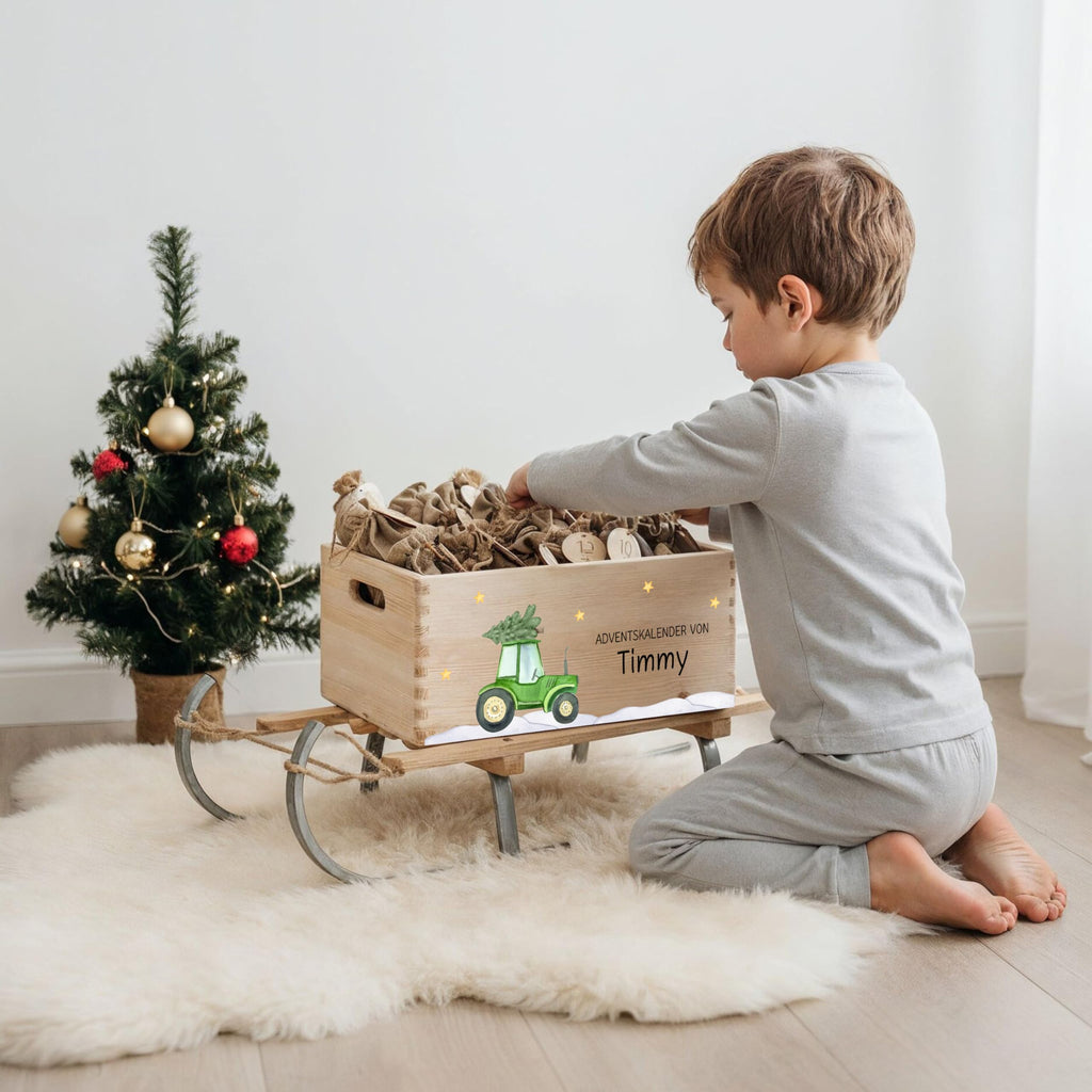 Bärenfreunde Personalisierter Adventskalender zum Befüllen, Holz, Baum