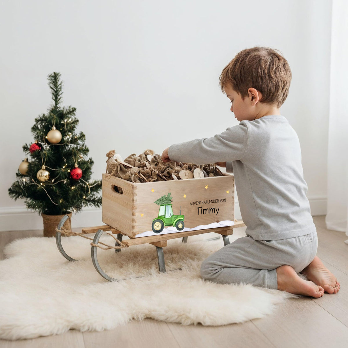 Bärenfreunde Personalisierter Adventskalender zum Befüllen, Holz, Baum