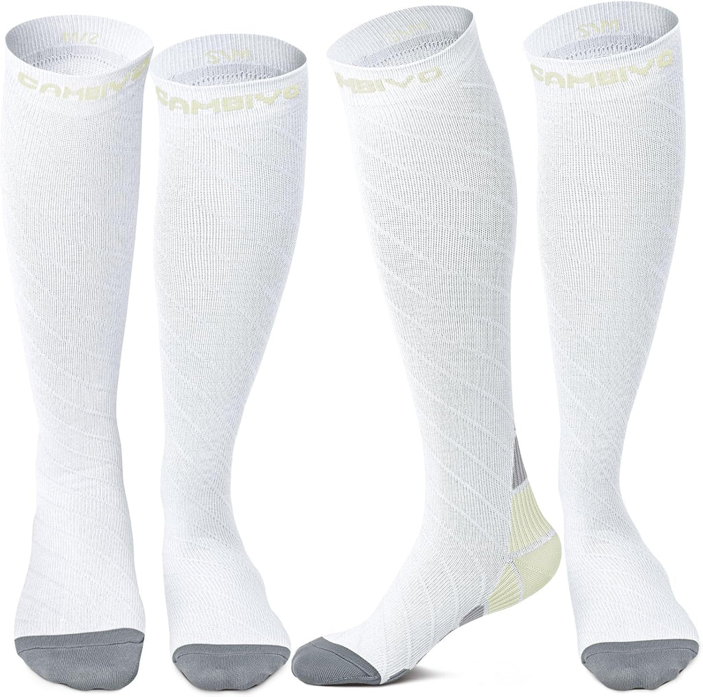 CAMBIVO Compression Socks for Women & Men 2 Pairs, Travel Flight Socks