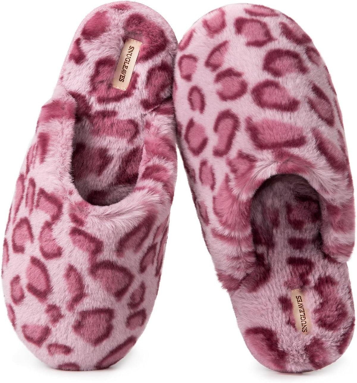 Snug Leaves Women's Fuzzy Scuff Slippers Memory Foam Non-slip House Shoes