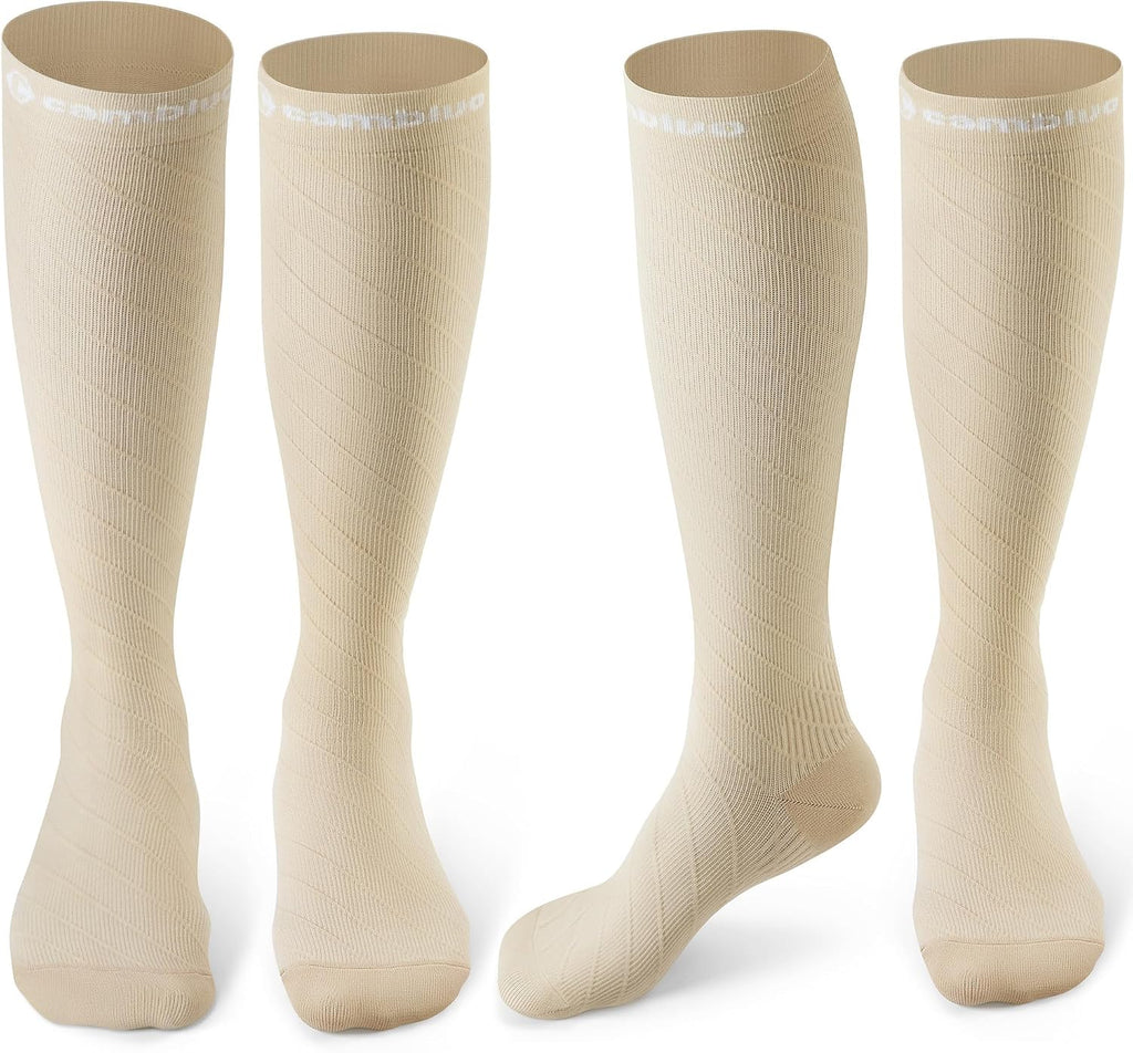 CAMBIVO Compression Socks for Women & Men 2 Pairs, Travel Flight Socks