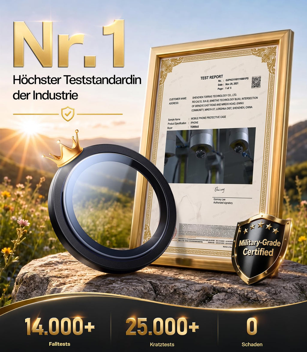 TORRAS für iPhone 18 Pro 9H+ Kratzfest Kameraschutz HD-Klares, Grau
