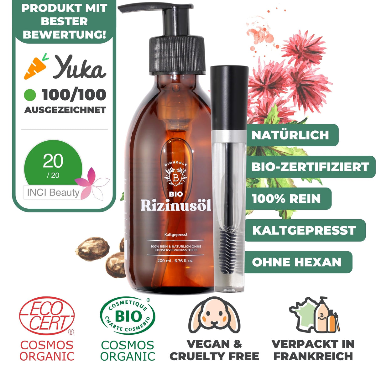 BIONOBLE Arganöl Bio Kaltgepresst - Haare, Gesicht, Haut - Marokko - 50ml