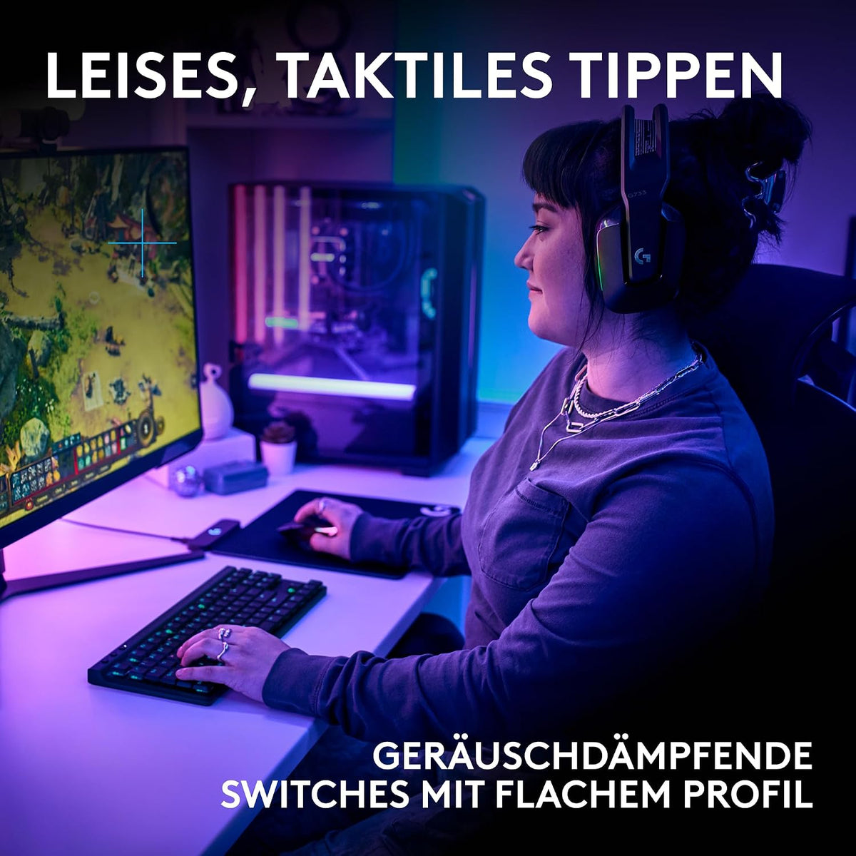 Logitech G G515 LIGHTSPEED TKL kabellose flache Gaming-Tastatur (Schwarz)