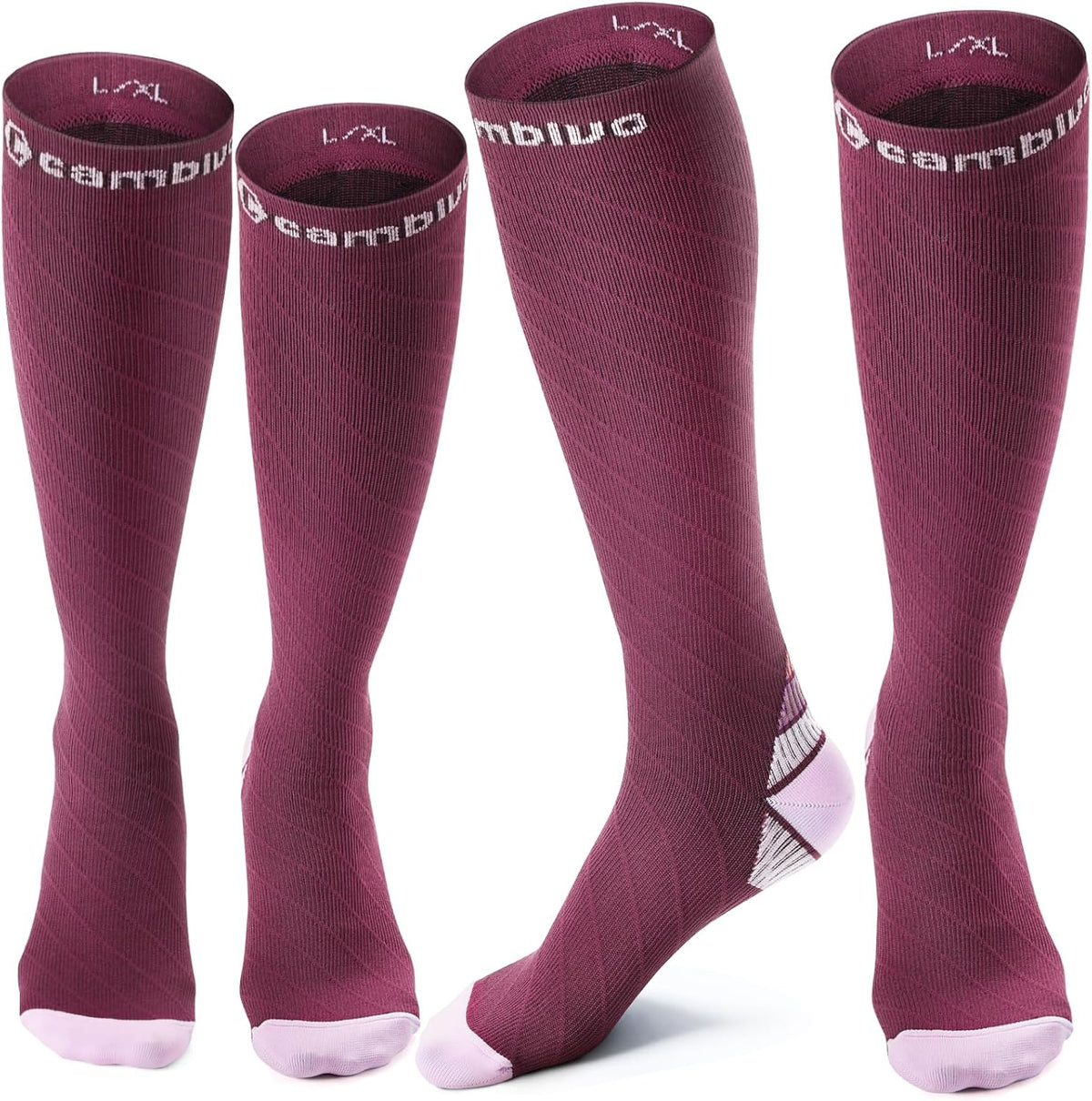 CAMBIVO Compression Socks for Women & Men 2 Pairs, Travel Flight Socks