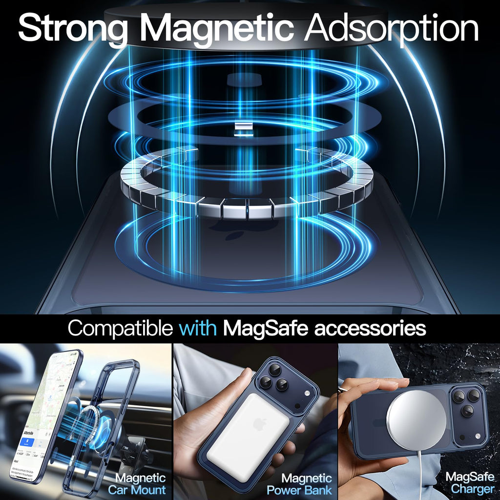 JETech Magnetische Hülle für iPhone 17, Durchsichtig
