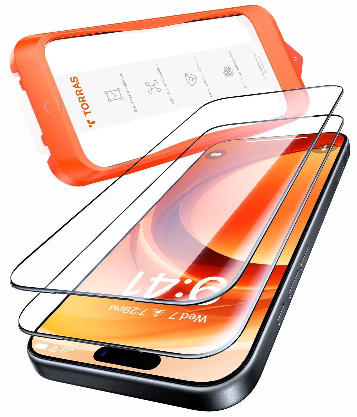 TORRAS für iPhone 18 Pro für Panzerglas TOP 9H+, Auto-Montage, 2 Stück