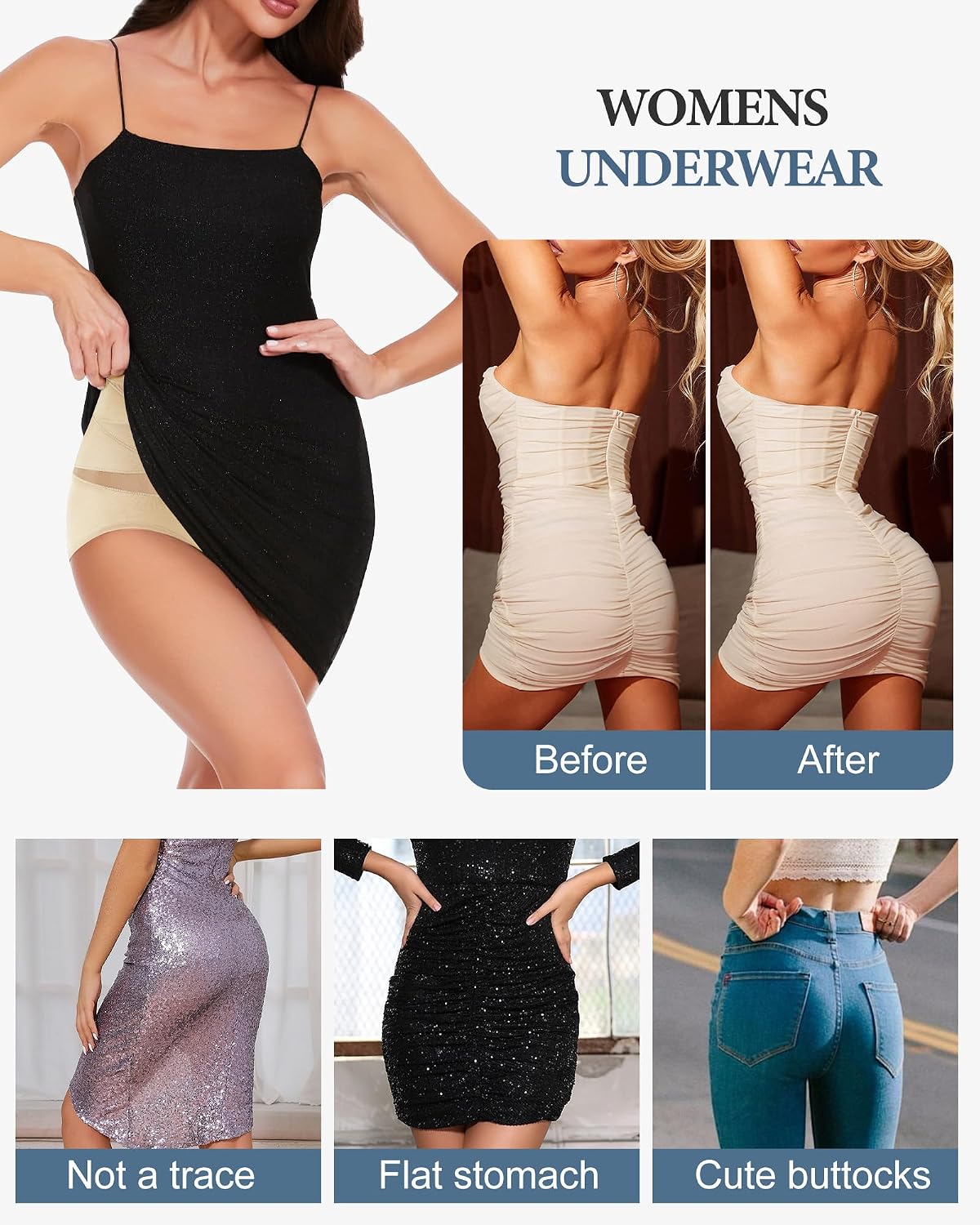 Lot de 4 Culotte Gainante Ventre Plat Taille Haute pour Femme