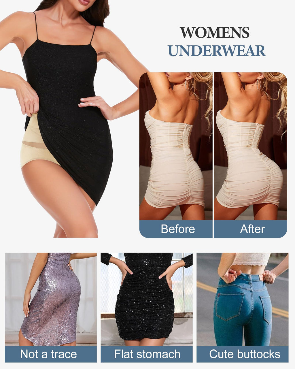 Lot de 4 Culotte Gainante Ventre Plat Taille Haute pour Femme
