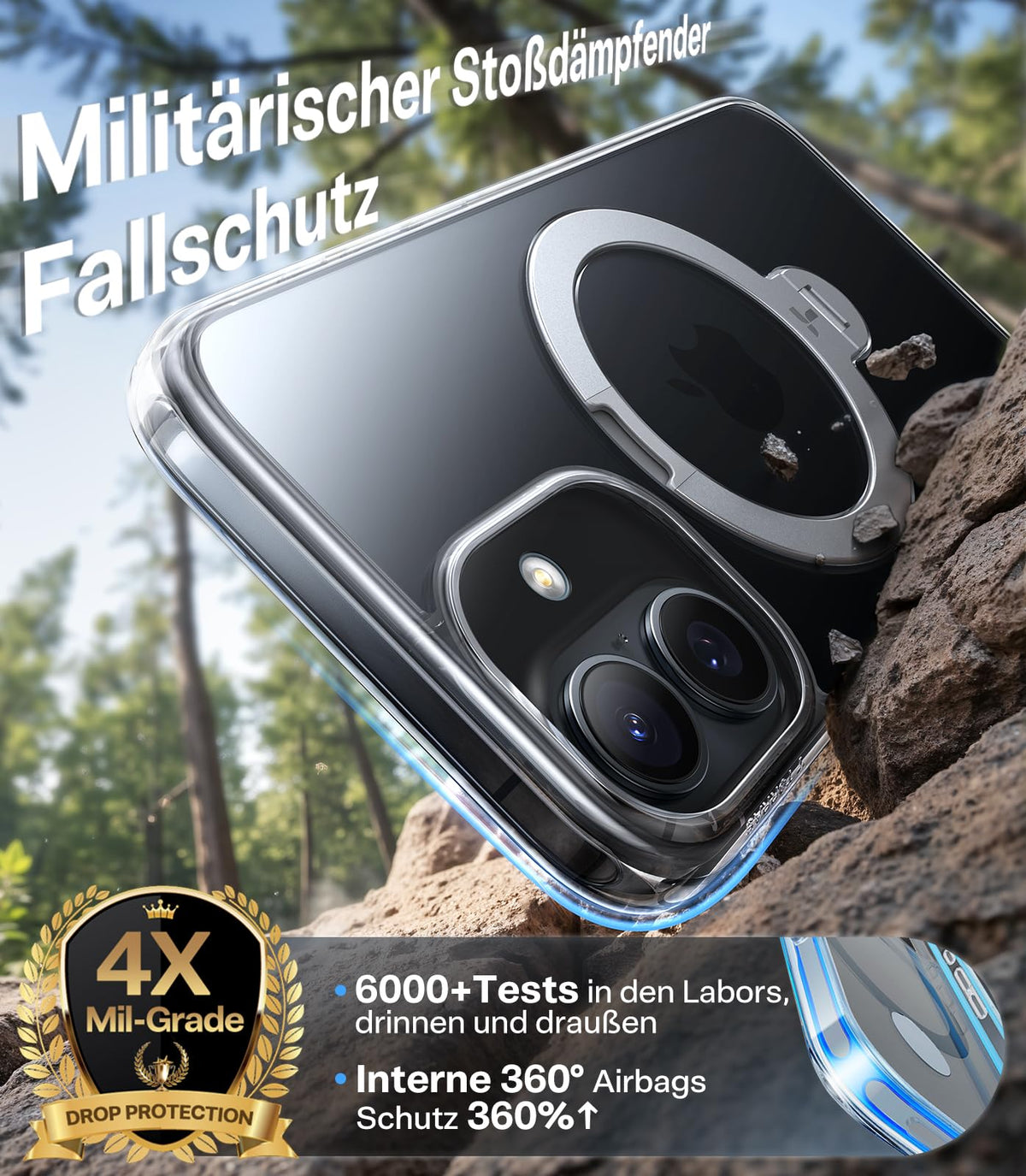 TORRAS Ostand Q3 Spin für iPhone 18 Pro Hülle für MagSafe 360°Stand Schwarz