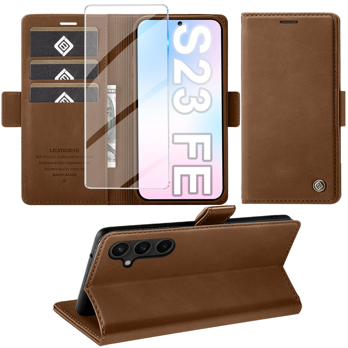 Giyer Handyhülle für Samsung Galaxy S24 5G Hülle mit Schutzfolie, Schutzhülle Galaxy S24 5G PU-Leder Wallet Flip Case Standfunktion Kartenfach Klapphülle für Samsung S24 5G Full Cover (Grün)