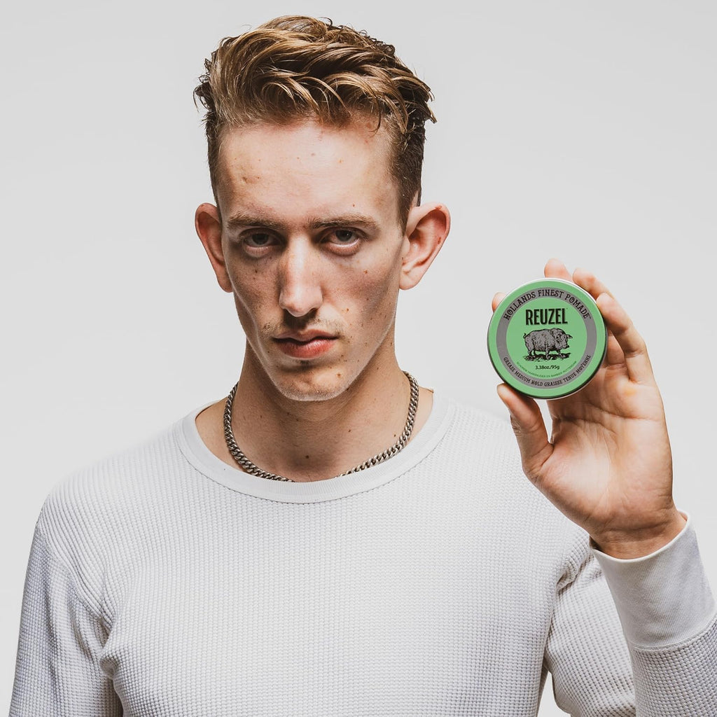 Reuzel Faserpomade, geringer Glanz, fester Halt, texturiertes, volleres Aussehen, im Laufe des Tages leicht neu frisierbar, 3,38 oz/95 g