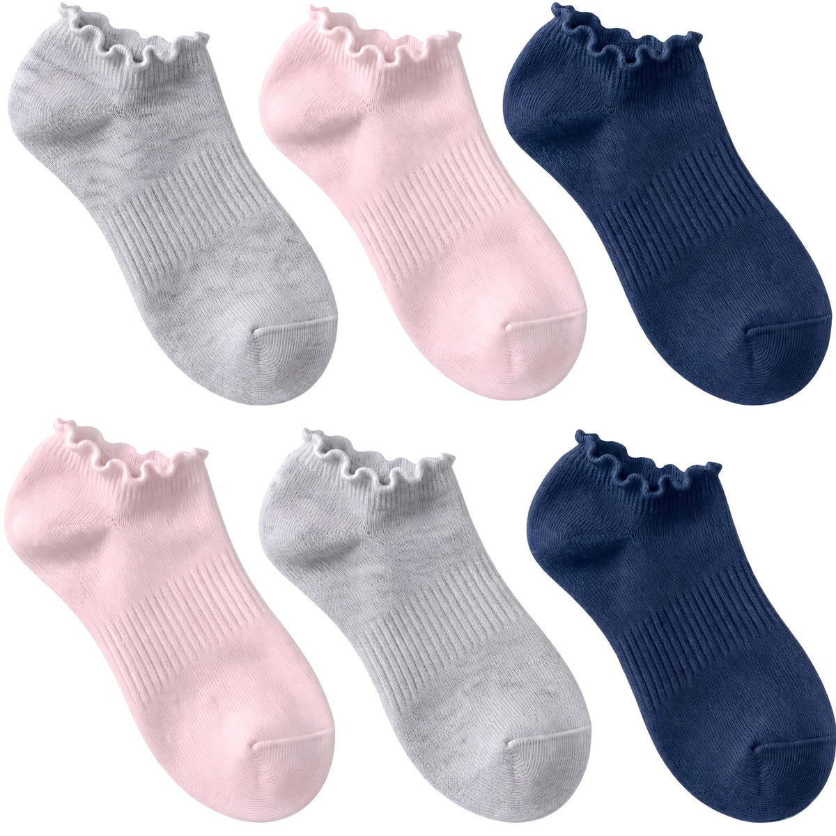 6 Pairs No Show Socks for Women Ruffle Socks Cute Ankle Socks
