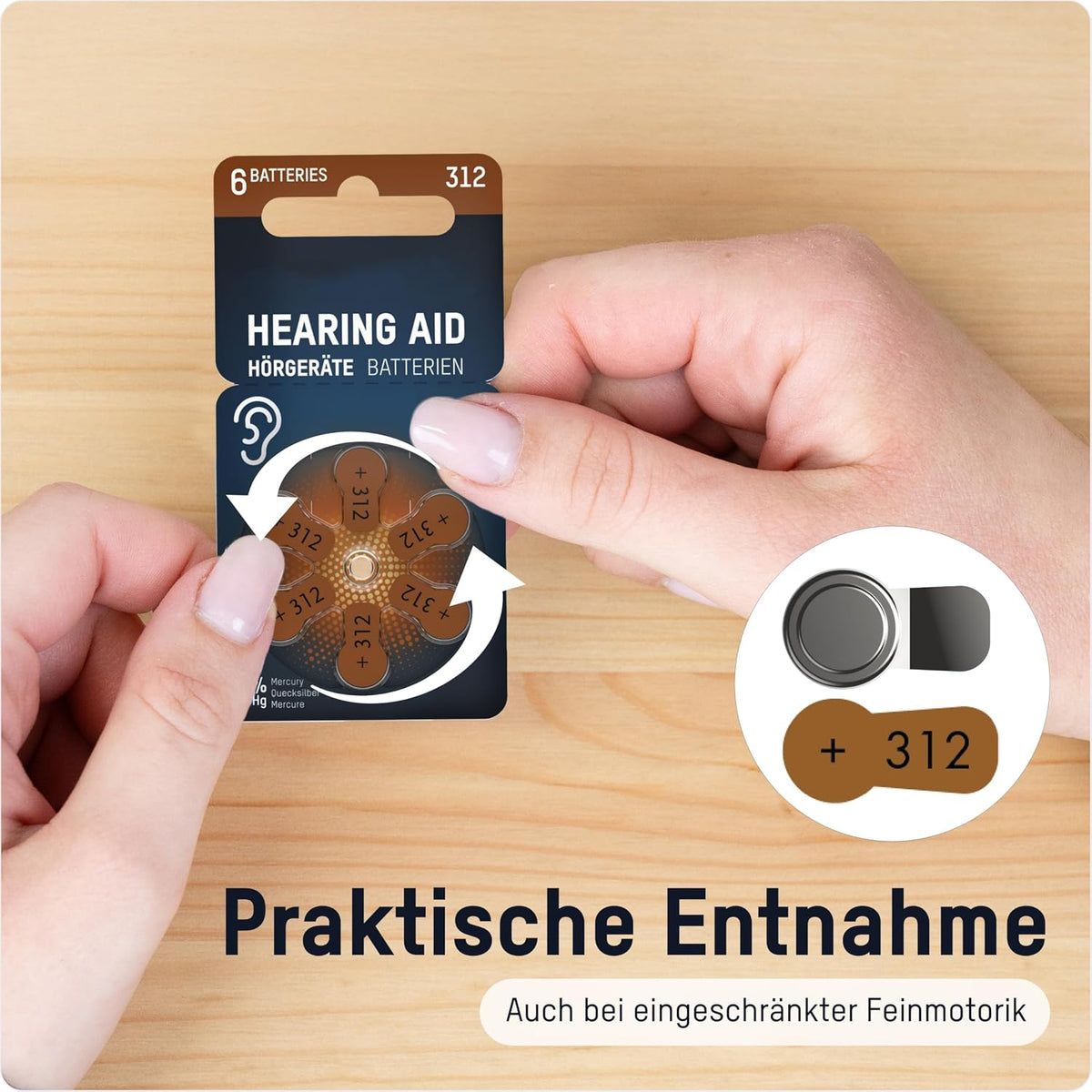Ansmann Hörgerätebatterien 312-60x Zink-Luft Batterien Typ PR41 - Braun