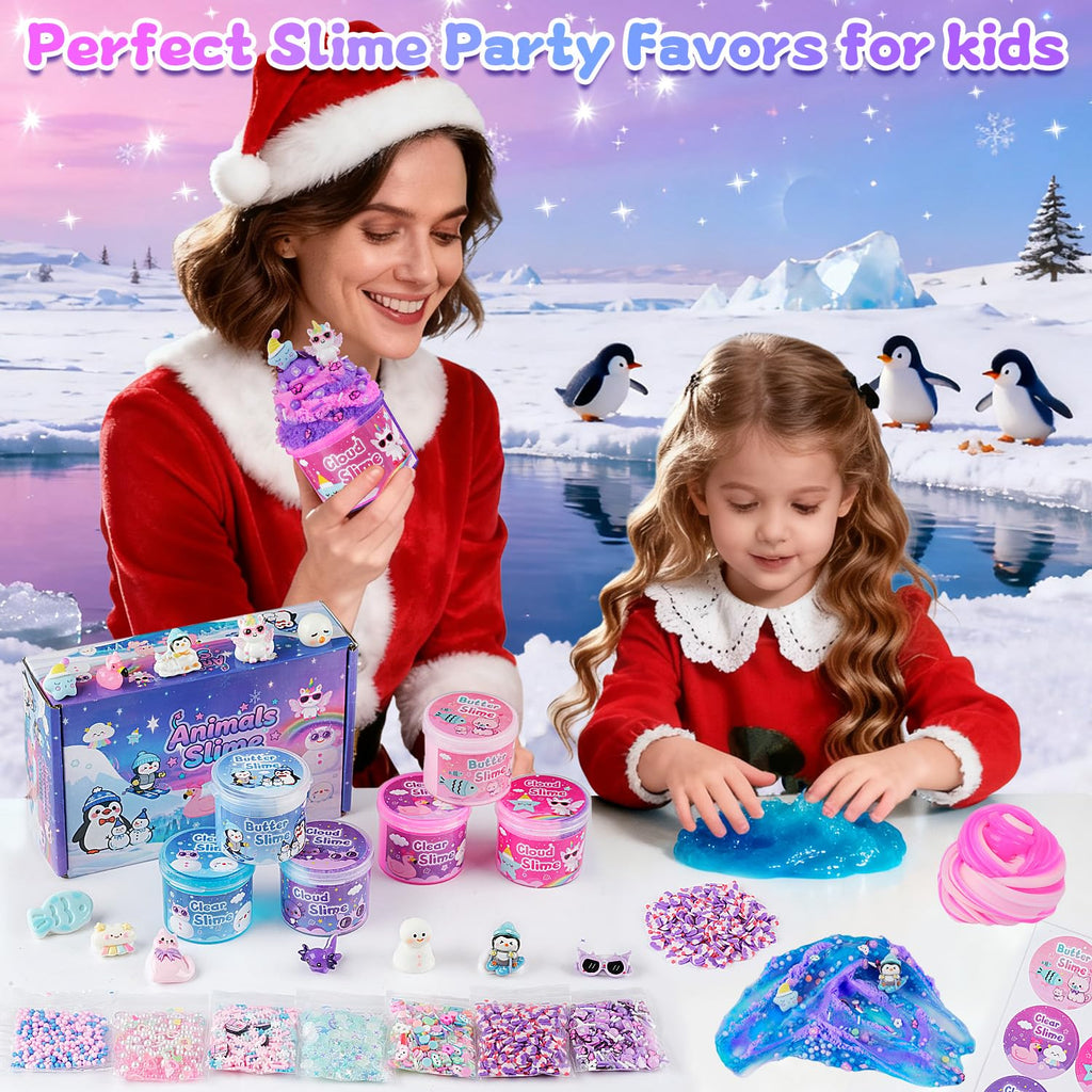6-Pack Pink Slime Kit for Girls, Cloud Butter Squishy Birthday Gift Set