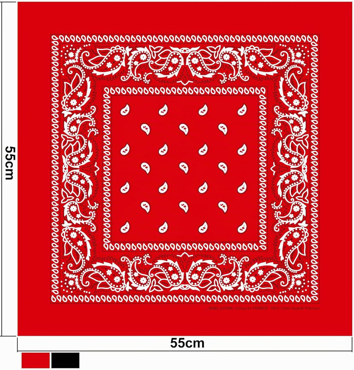 Bandana 100% Coton Qualité Premium - Epaisseur Supérieure - 20 Couleurs Exclusives - Motif Paisley