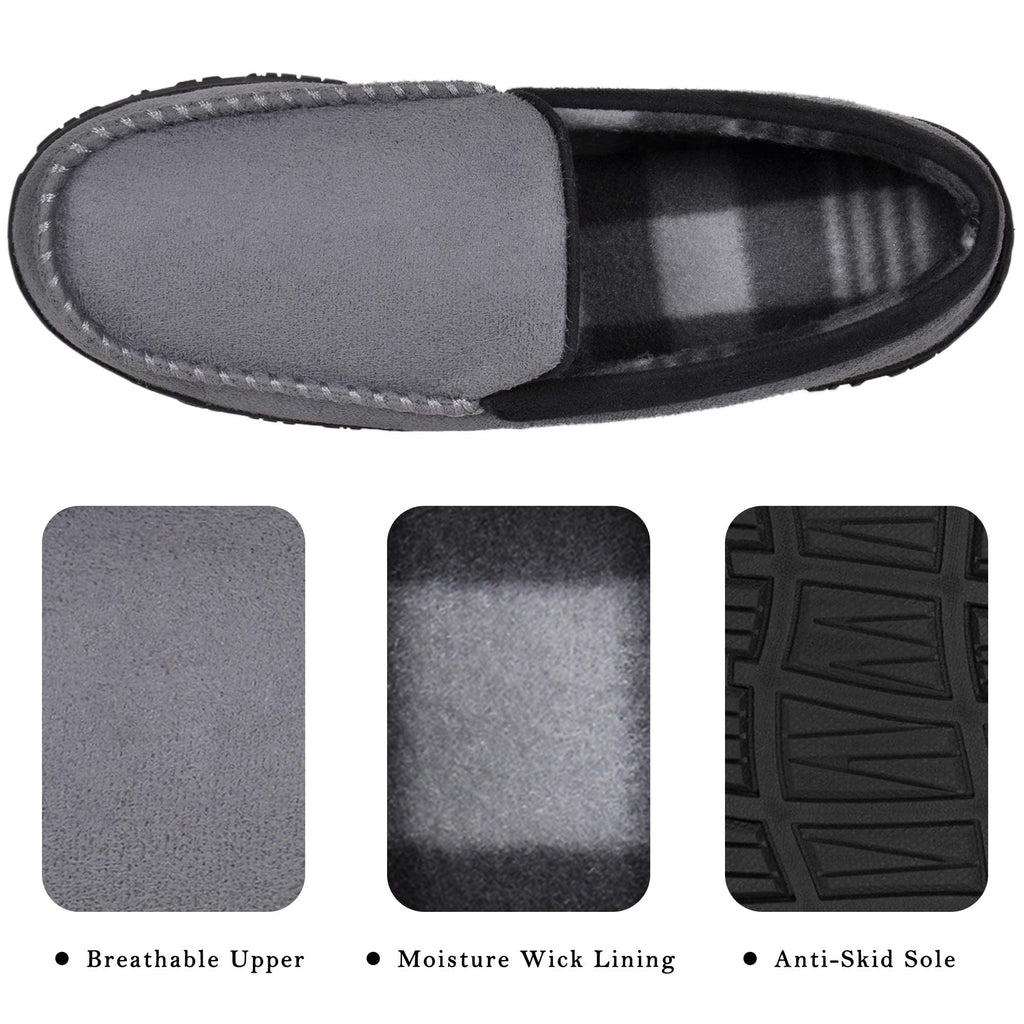MIXIN Men's Cozy Moccasin Slippers Anti-Skid Slip On House Slippers with Comfy Memory Foam