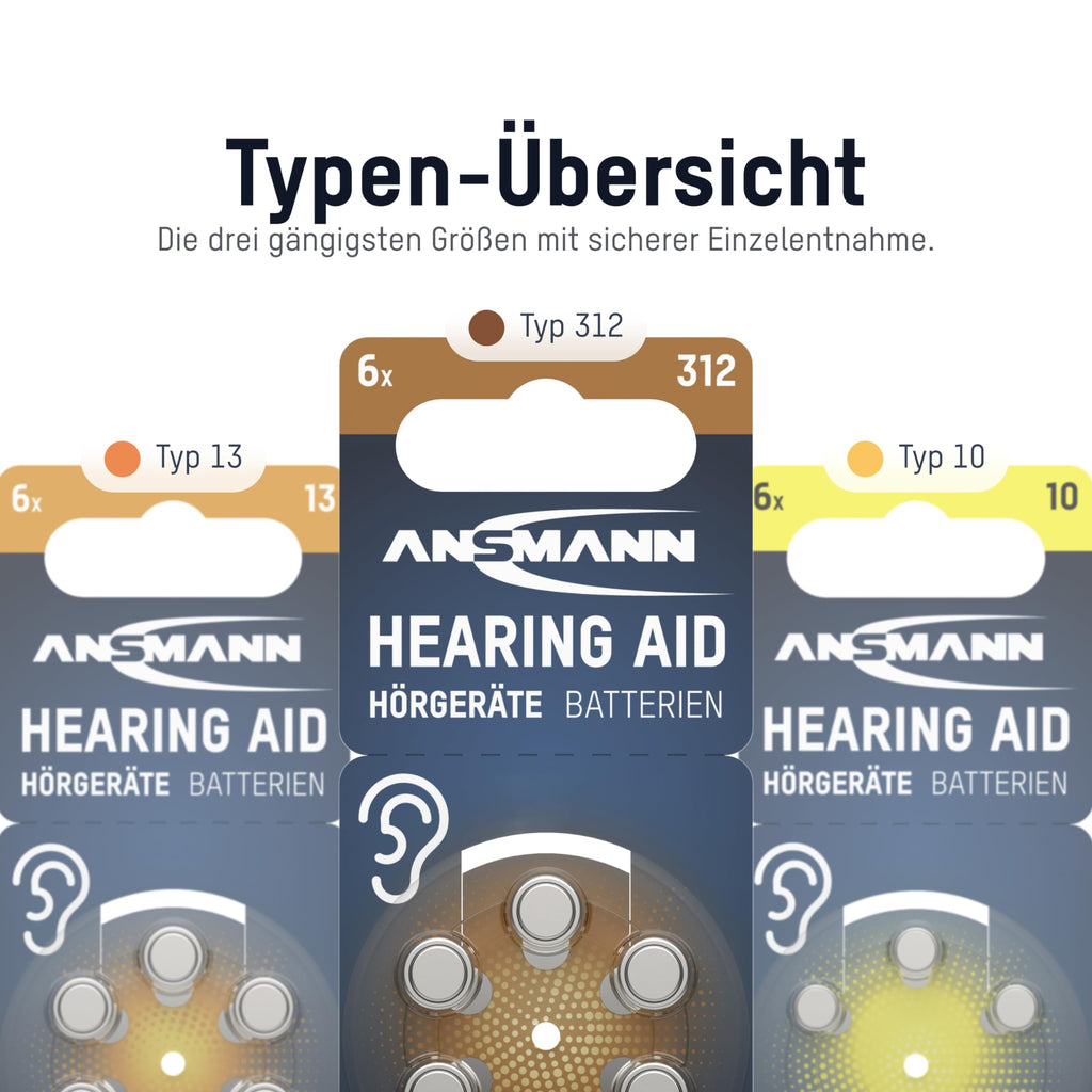 Ansmann Hörgerätebatterien 312-60x Zink-Luft Batterien Typ PR41 - Braun