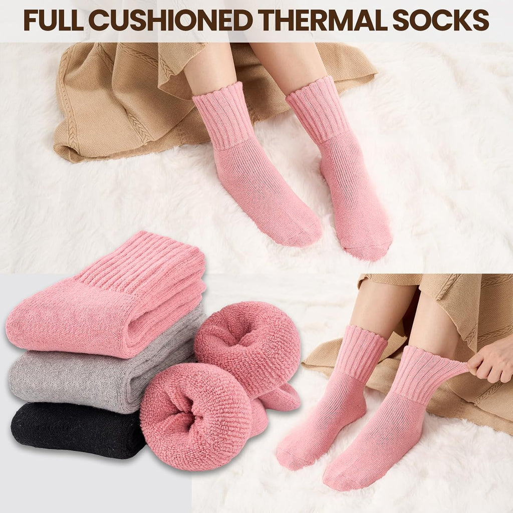Niorasen Women's Thermal Socks, 3 Pairs Full Cushioned, Cosy Gift Winter