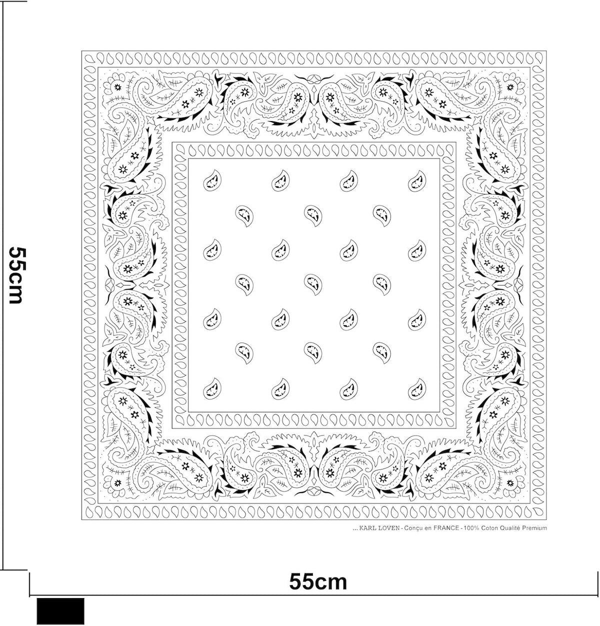 Bandana 100% Coton Qualité Premium - Epaisseur Supérieure - 20 Couleurs Exclusives - Motif Paisley