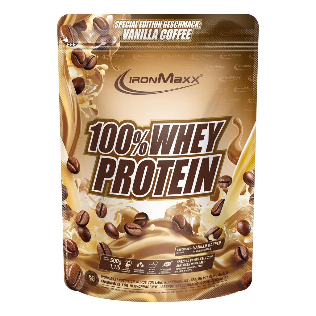 IronMaxx 100% Whey Protein Pulver - French Vanilla 500g Beutel | zuckerreduziertes, wasserlösliches Eiweißpulver aus Molkenprotein | viele verschiedene Geschmacksrichtungen