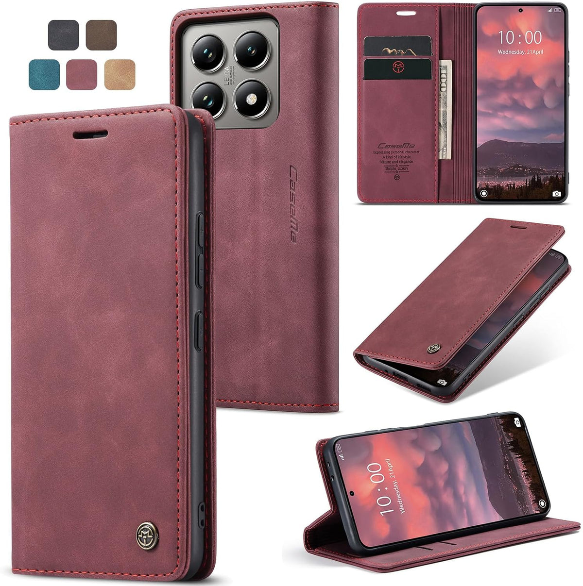 Handyhülle für Honor Magic 6 Pro Hülle Premium PU Klapphülle RFID Lederhülle Faltbare Schutzhülle Kartenfach Standfunktion Handytasche Hülle Honor Magic 6 Pro 5G - Schwarz