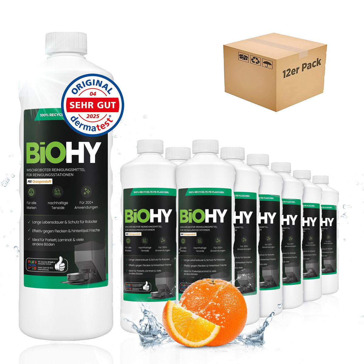 BiOHY Wischroboter Reiniger für Station mit Orangenduft (2 x 1 Liter)