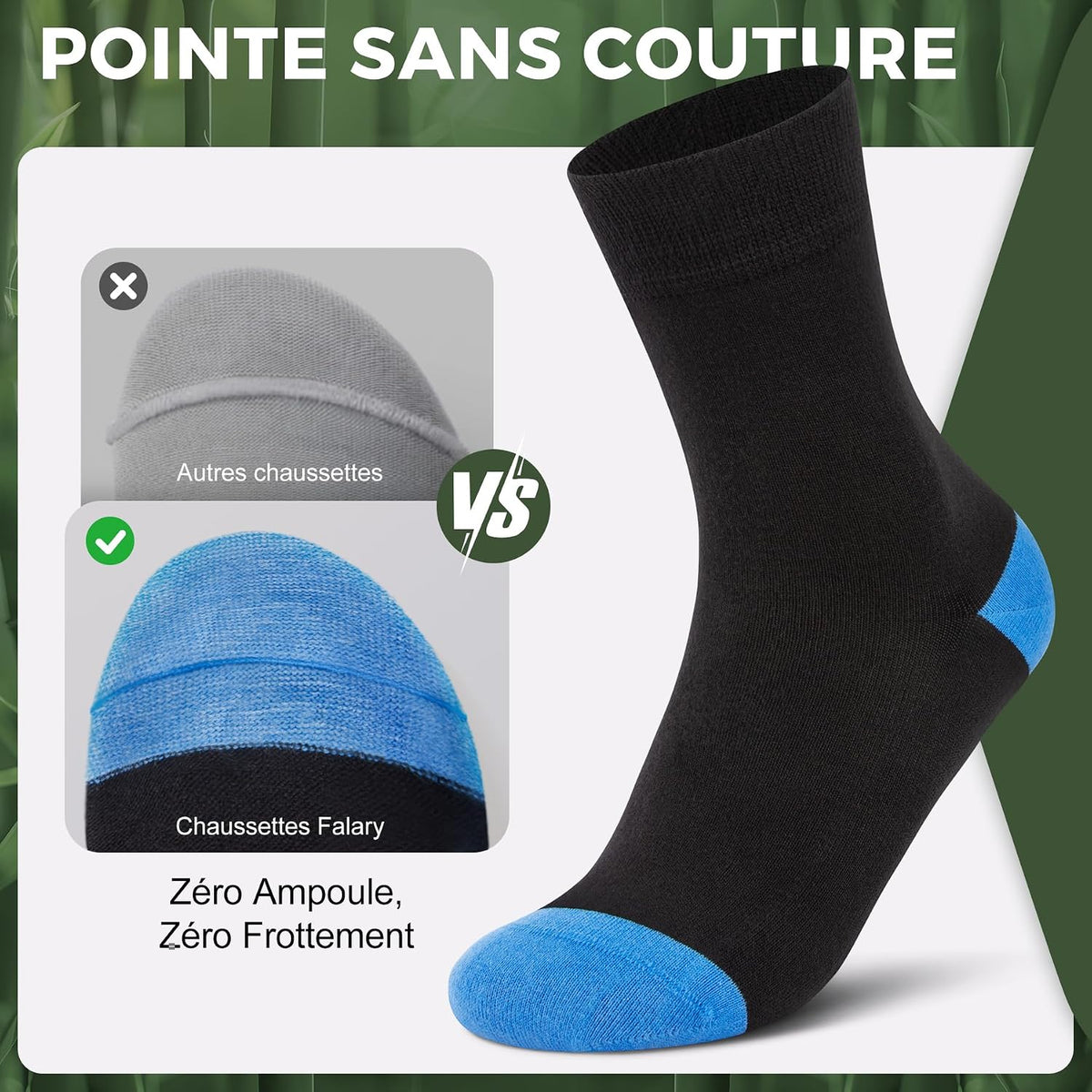 FALARY Chaussettes Bambou Homme Femme, Lot de 6/12 Chaussettes