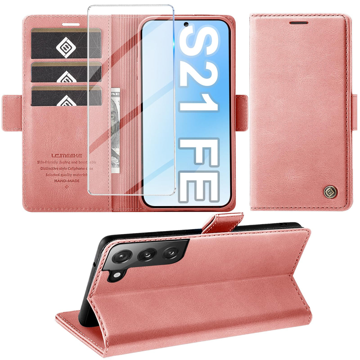 Giyer Handyhülle für Samsung Galaxy S24 5G Hülle mit Schutzfolie, Schutzhülle Galaxy S24 5G PU-Leder Wallet Flip Case Standfunktion Kartenfach Klapphülle für Samsung S24 5G Full Cover (Grün)