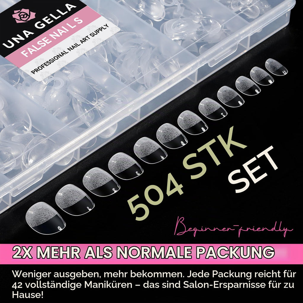 UNA GELLA Kurze Mandel Nail Tips 504 Stück