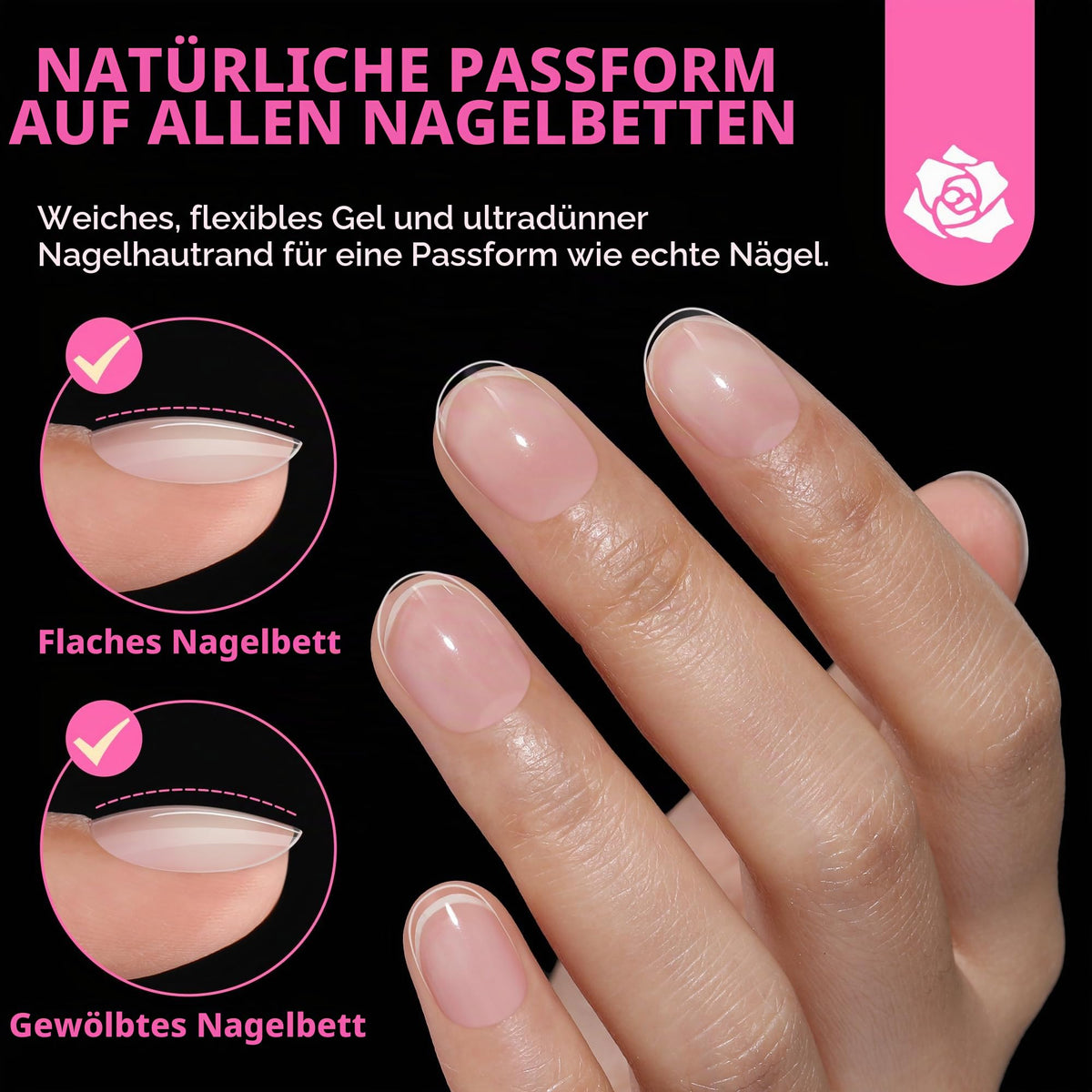 UNA GELLA Kurze Mandel Nail Tips 504 Stück