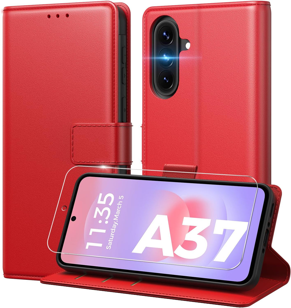 Peakally Handyhülle für Samsung Galaxy A17 5G Hülle [Mit 1 Stück Panzer Schutz Glas] [Premium PU Leder] [RFID-Blockierung] [Kartenfach] Klapphülle kompatibel mit Galaxy A17 5G / 4G - Grün