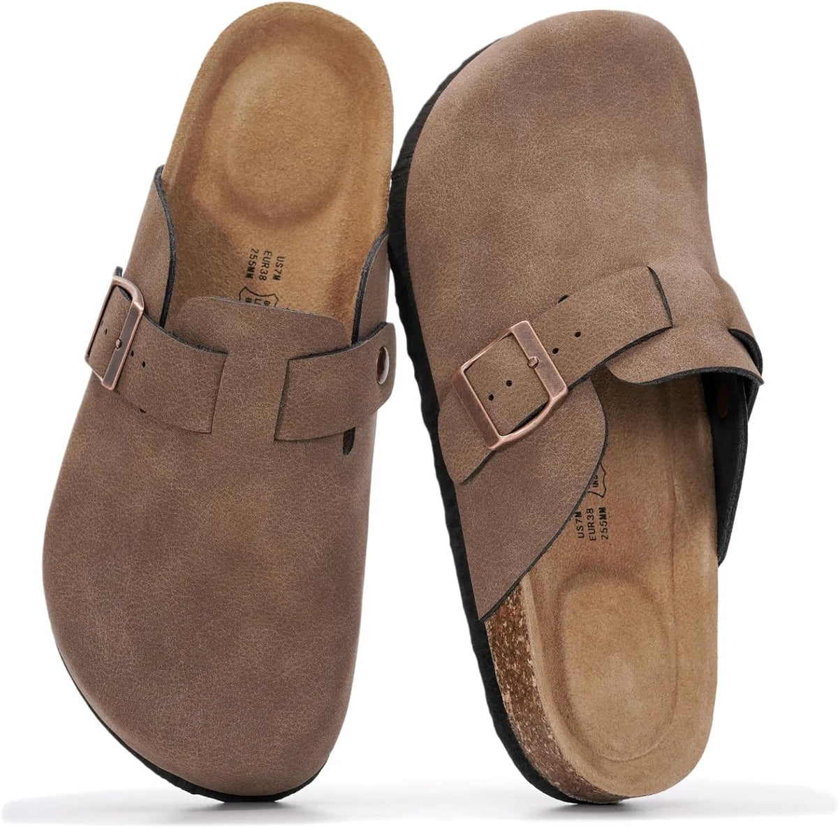 Project Cloud 100% Genuine Leather Womens Cork Footbed Clogs for Women