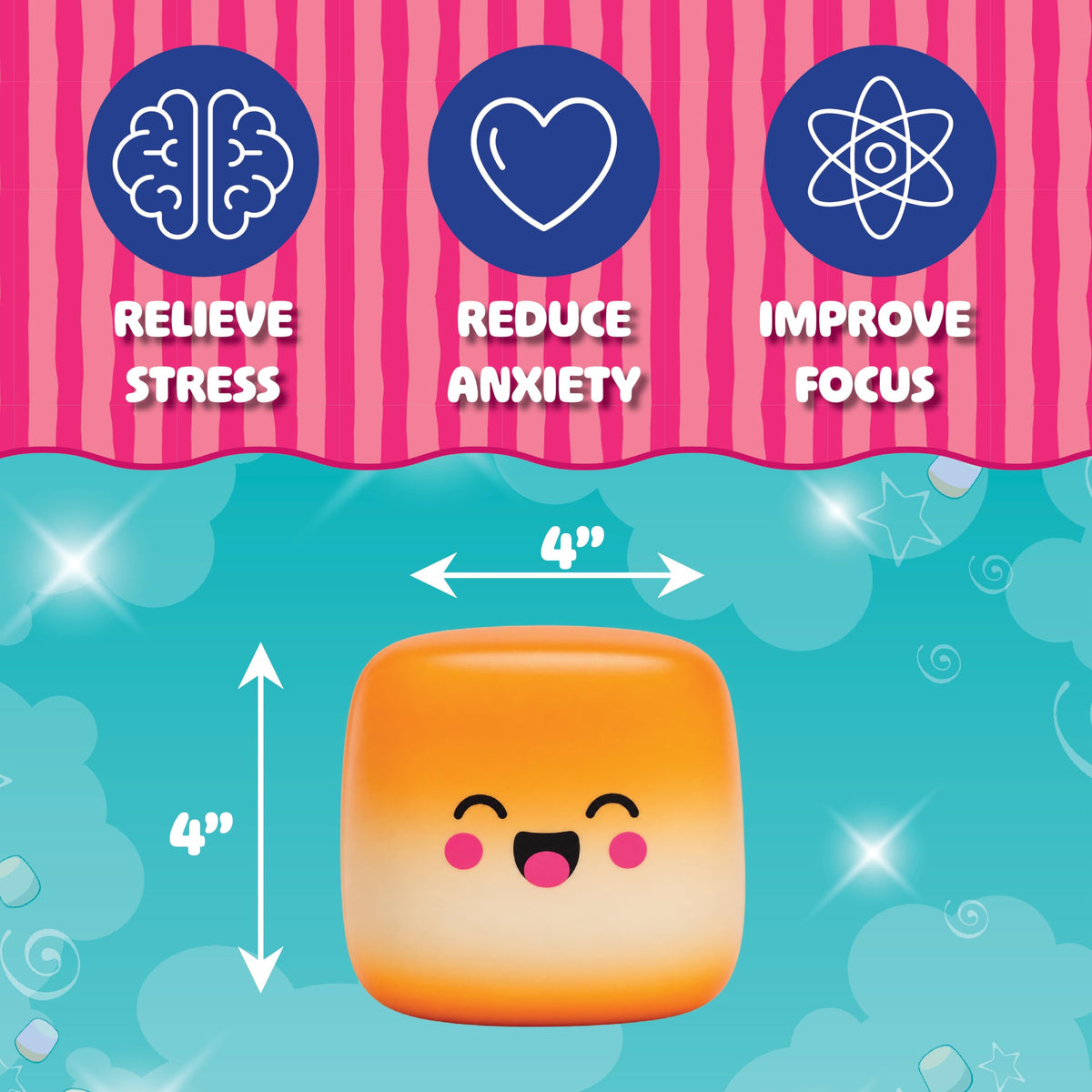 Squeeze Please 3 Pack Scented Marshmallow Stress Relief Fidget Squishy Toy
