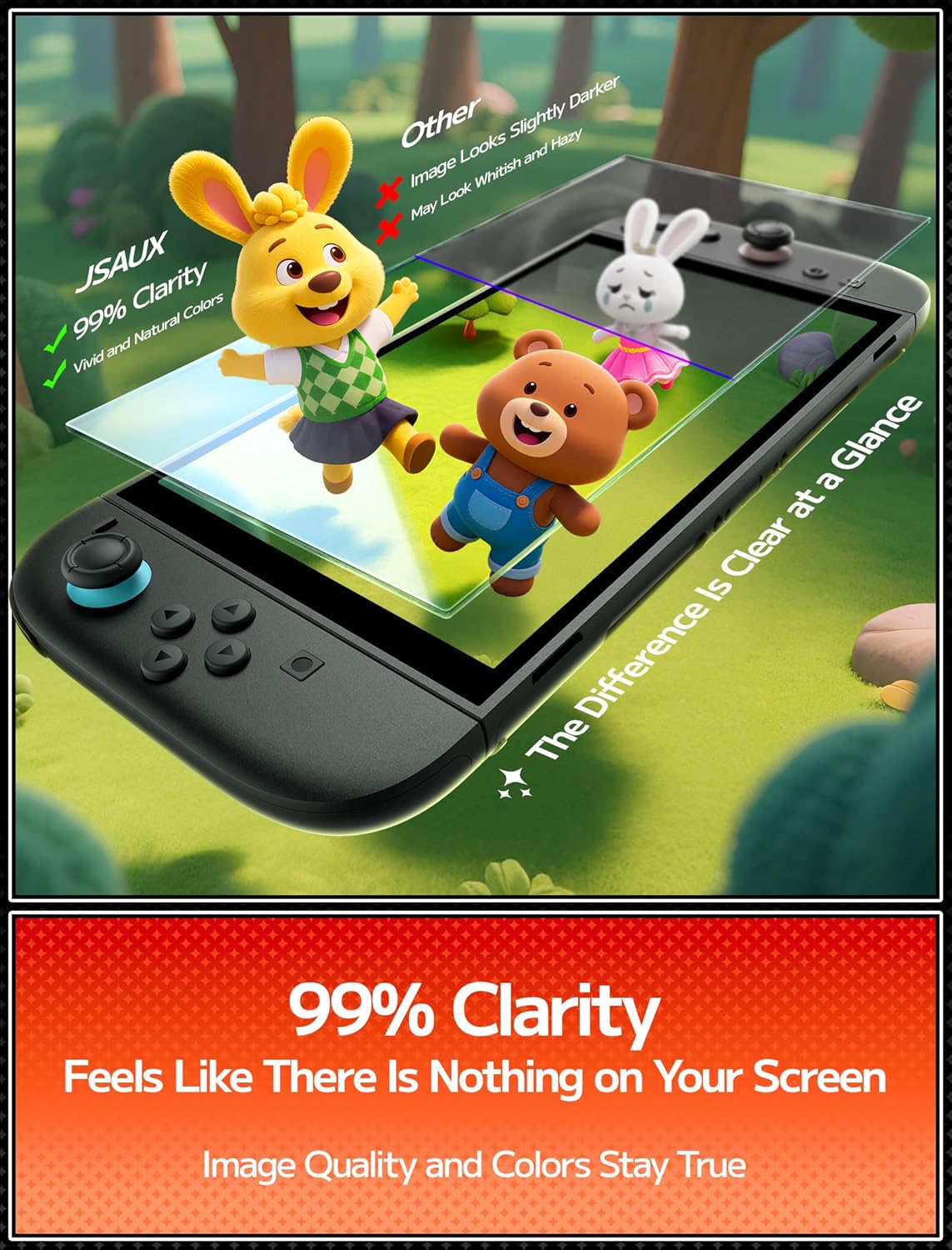 JSAUX 2er-Pack Ultra HD Displayschutz für Nintendo Switch 2