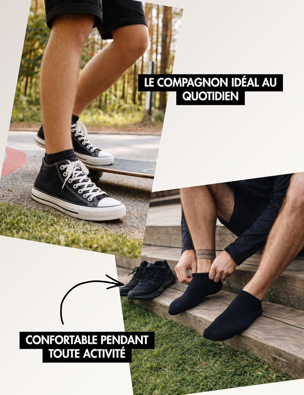 Basic Treasure Lot de 12 Paires Socquettes Sport Unisexes, Noir/Blanc/Gris