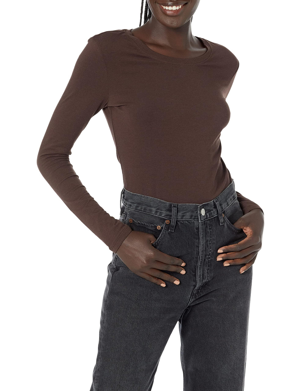 Amazon Essentials Damen Regular-Fit Langarm-T-Shirt Rundhalsausschnitt (In Übergröße Erhältlich)