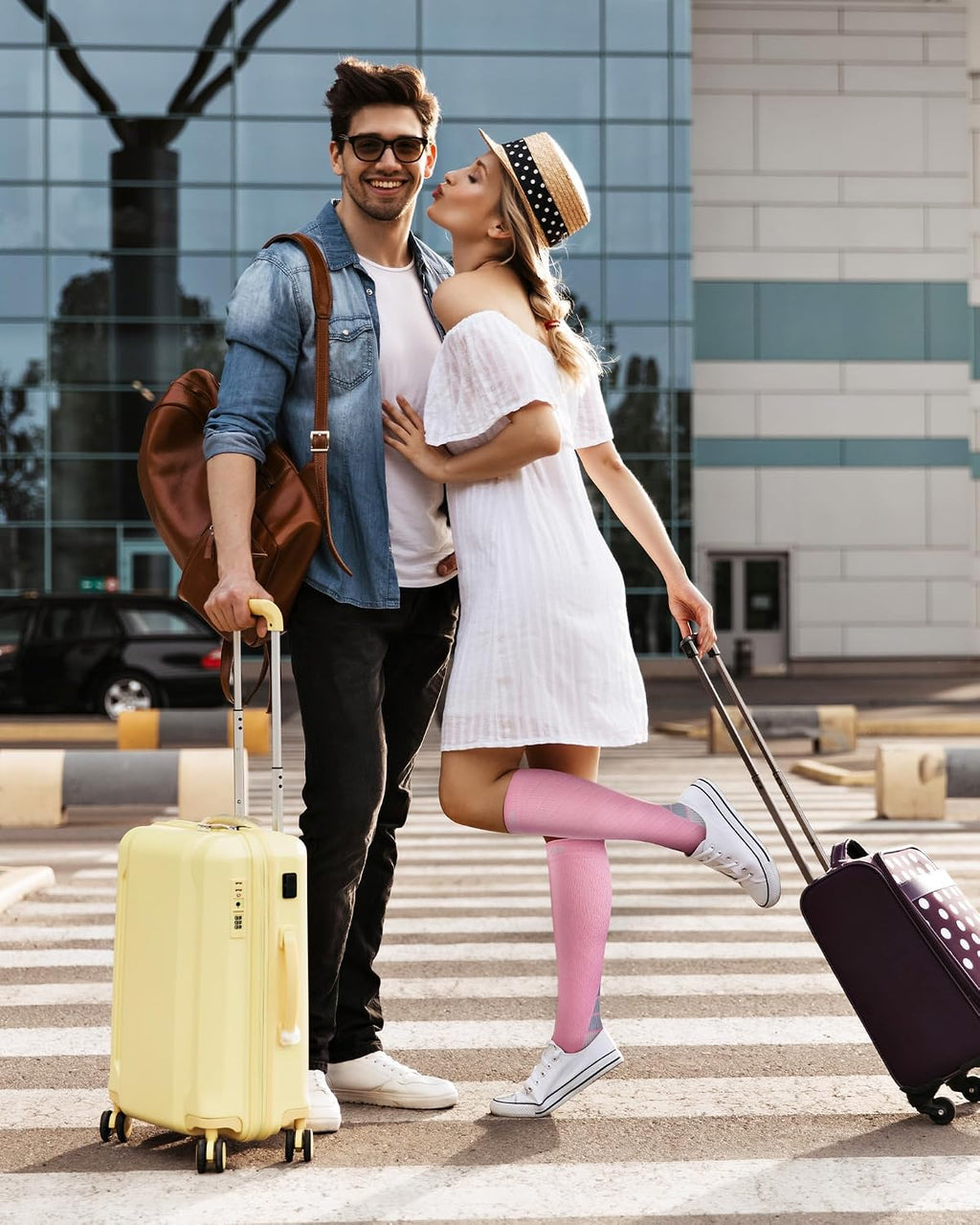 CAMBIVO Compression Socks for Women & Men 2 Pairs, Travel Flight Socks