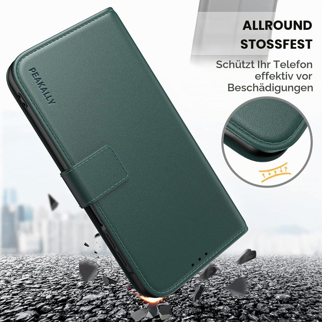 Peakally Handyhülle für Samsung Galaxy A17 5G Hülle [Mit 1 Stück Panzer Schutz Glas] [Premium PU Leder] [RFID-Blockierung] [Kartenfach] Klapphülle kompatibel mit Galaxy A17 5G / 4G - Grün