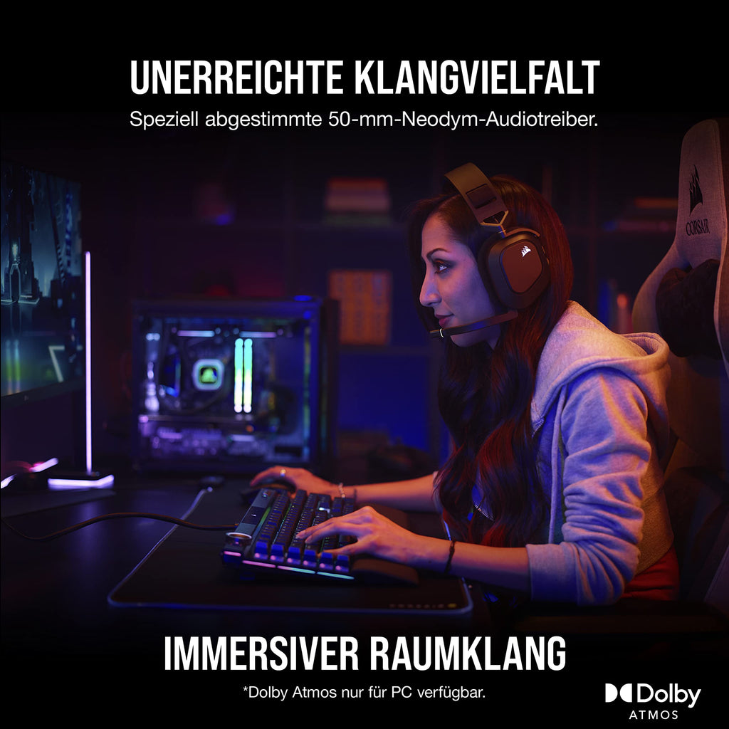 Corsair HS80 MAX Wireless Multiplattform-Gaming-Headset – Stahlgrau