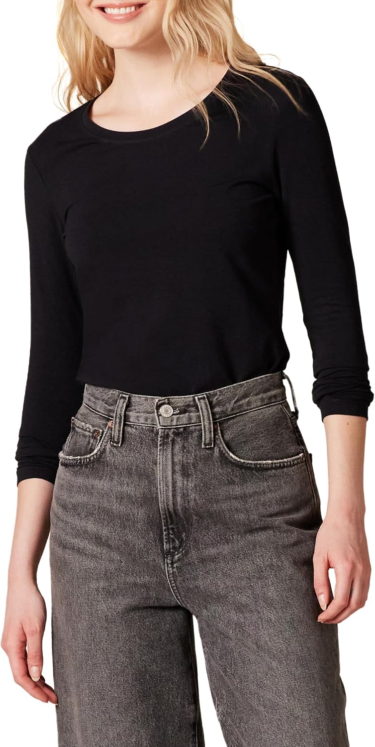 Amazon Essentials Damen Regular-Fit Langarm-T-Shirt Rundhalsausschnitt (In Übergröße Erhältlich)
