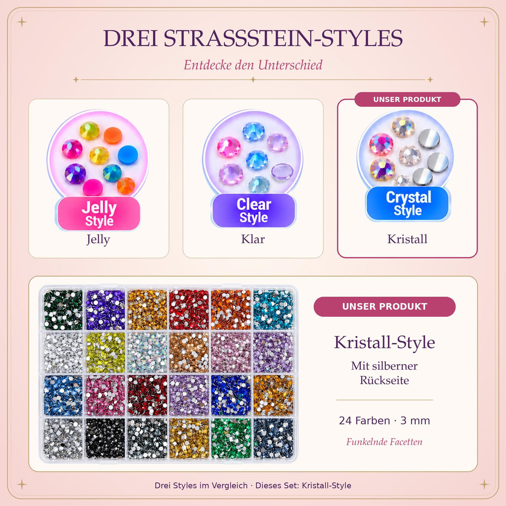 56 Farben Bedazzler Kit, 45.000 Stück 3mm Harz Strasssteine Set