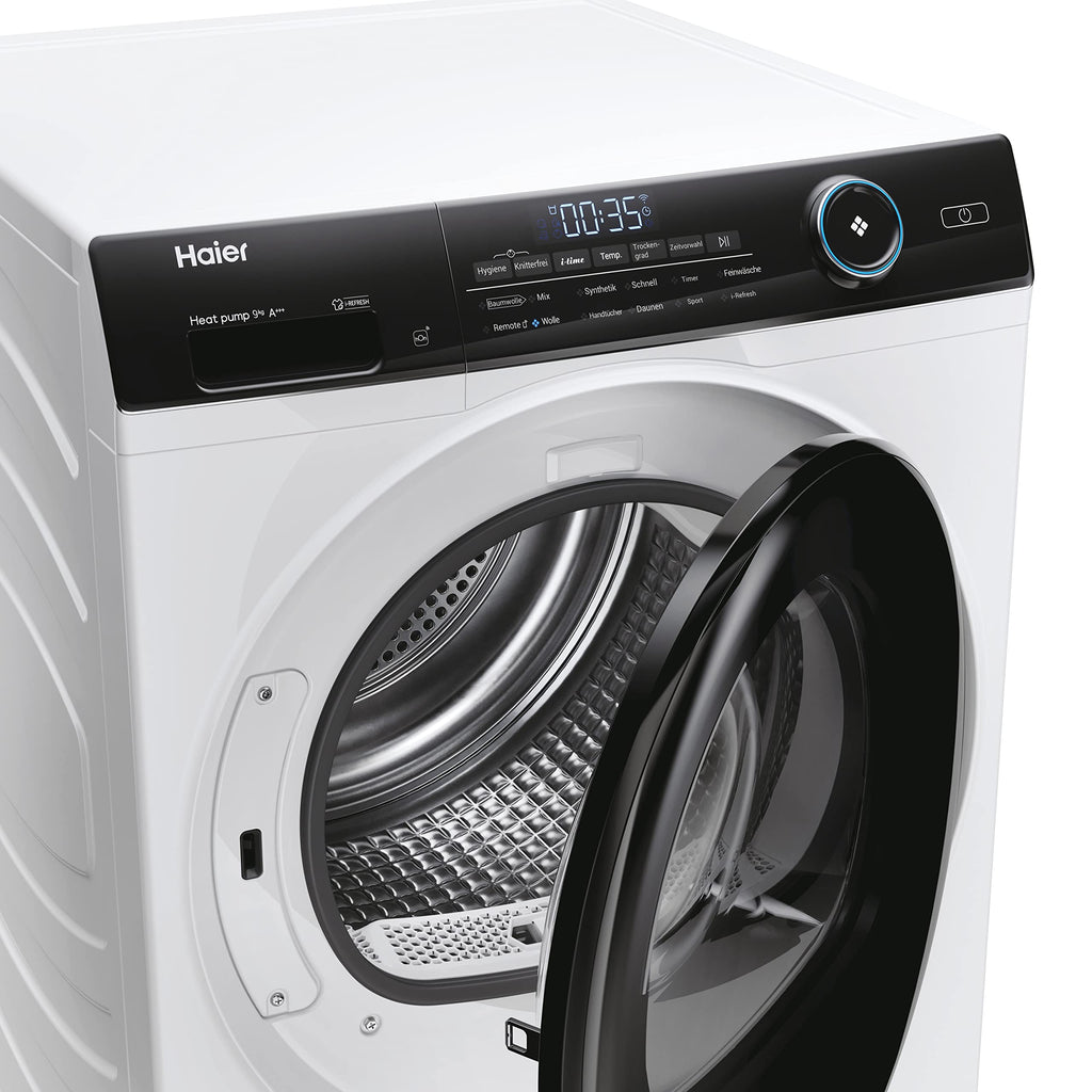 Haier Wärmepumpentrockner 9kg I G7 Serie I Klasse B I AI Power Inverter Motor, iOn Air Fresh, Pillow-Schontrommel, Automatik- & Hygiene-Programm, hOn AppI HD90-B667U1