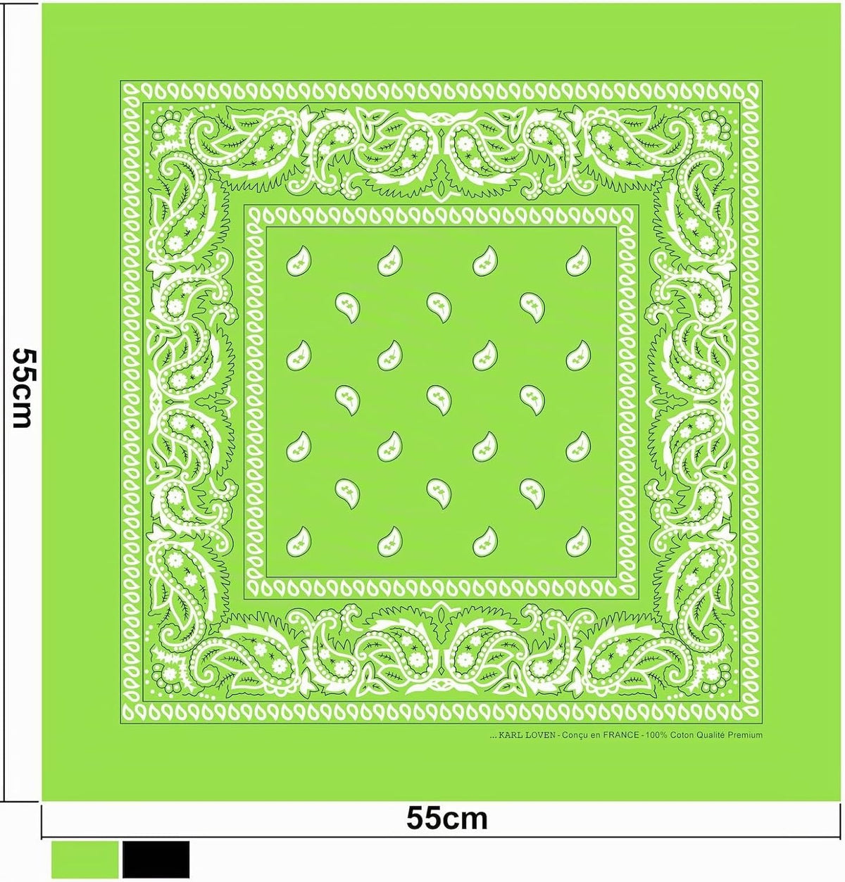 Bandana 100% Coton Qualité Premium - Epaisseur Supérieure - 20 Couleurs Exclusives - Motif Paisley