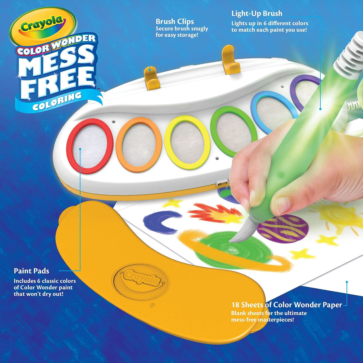 Crayola PAW Patrol Color Wonder Magic Light Brush – Mess Free Painting Kit for Kids with Lightup Brush, Gift for Toddlers, Preschool Art Activities, Ages 3+