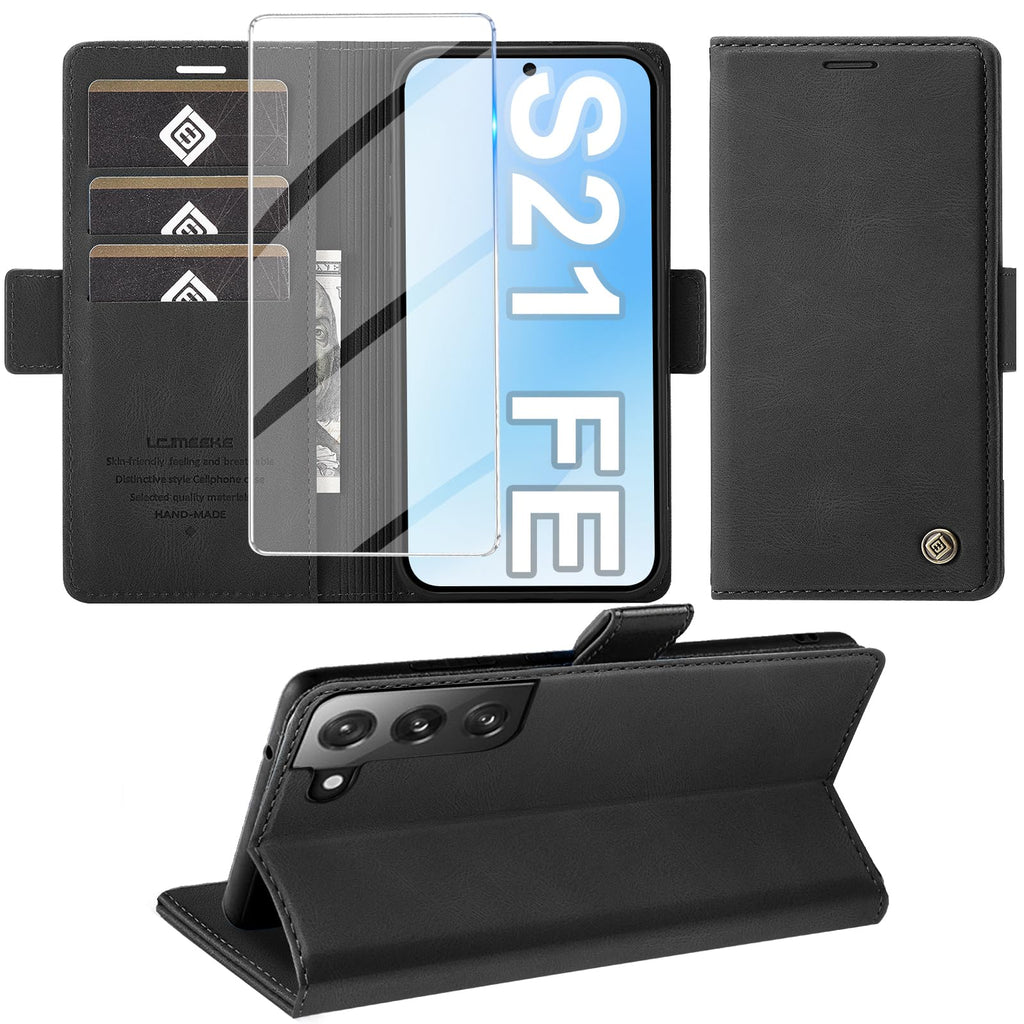 Giyer Handyhülle für Samsung Galaxy S24 5G Hülle mit Schutzfolie, Schutzhülle Galaxy S24 5G PU Leder Wallet Flip Case Standfunktion Kartenfach Klapphülle für Samsung S24 Ultra Full Cover (Grün)