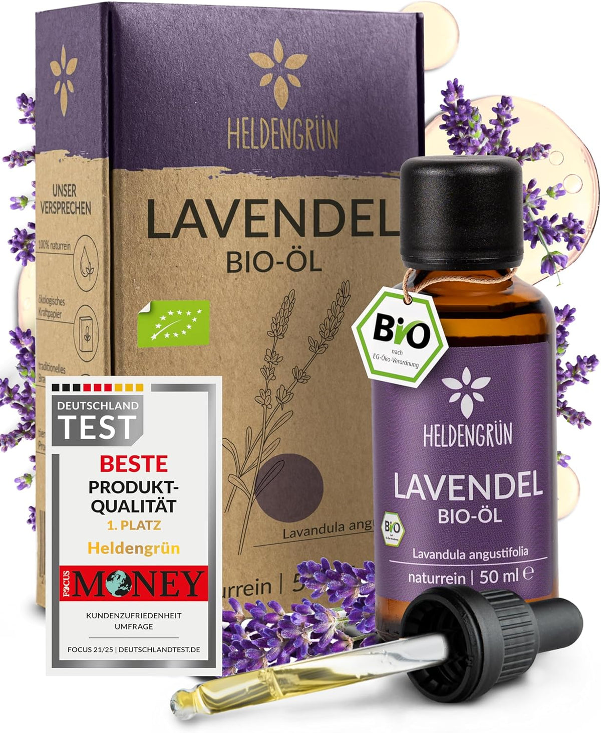 Heldengrün® BIO Lavendelöl [100% NATURREIN] Ätherisches Öl 30 ml