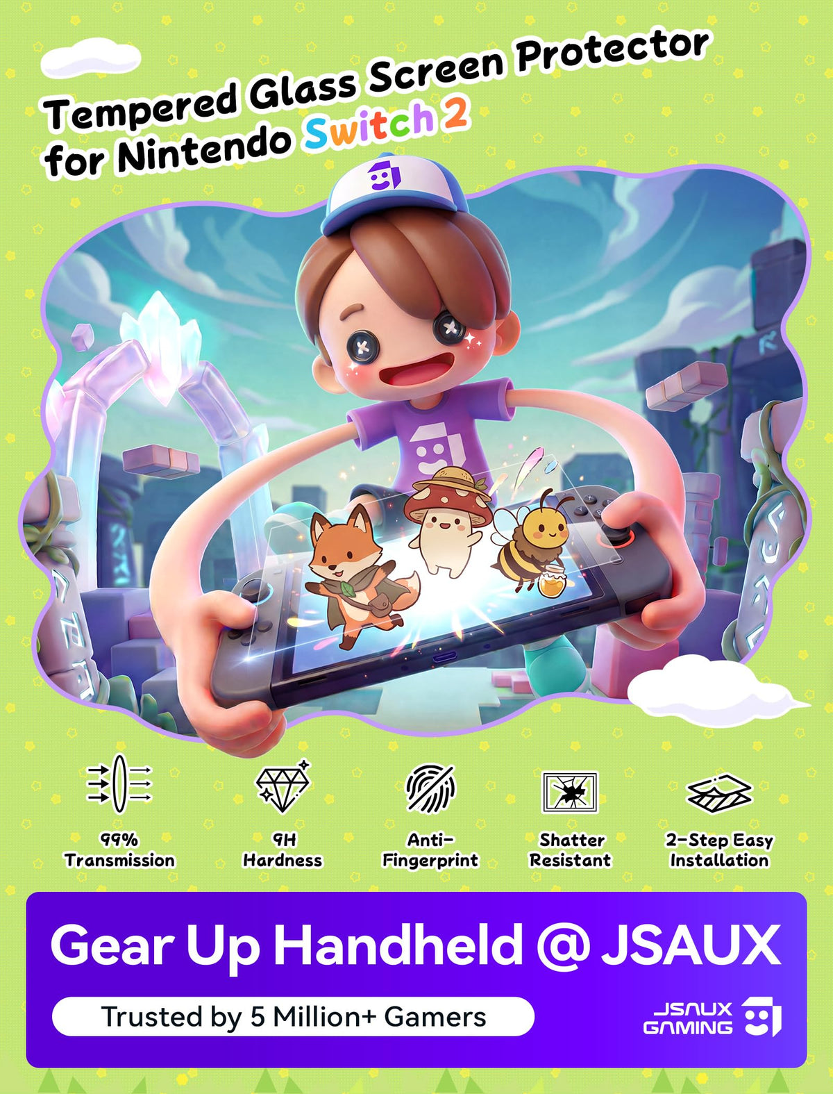 JSAUX 2er-Pack Ultra HD Displayschutz für Nintendo Switch 2