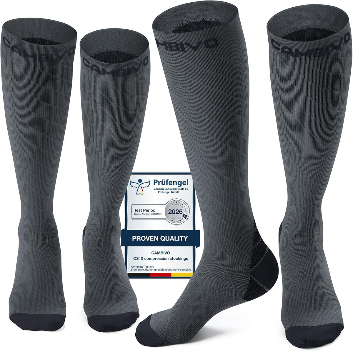 CAMBIVO Compression Socks for Women & Men 2 Pairs, Travel Flight Socks