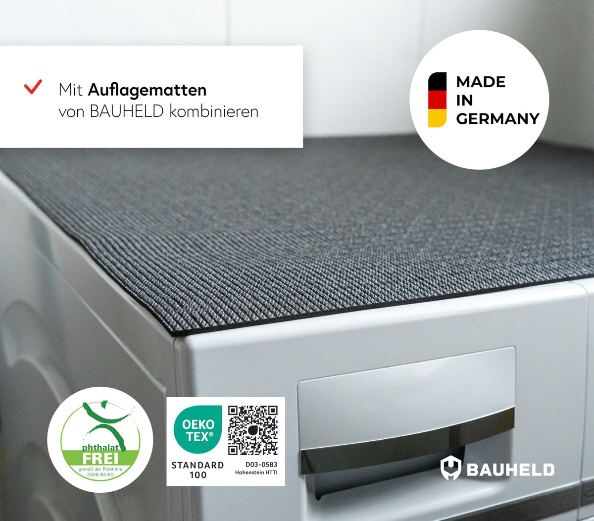 BAUHELD 4x Schwingungsdämpfer Waschmaschine und Trockner - Schwarz